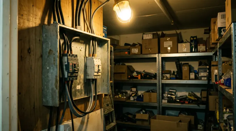 A three-phase distribution board in the back of a shop unit, examined on an emergency call-out in Lewisham