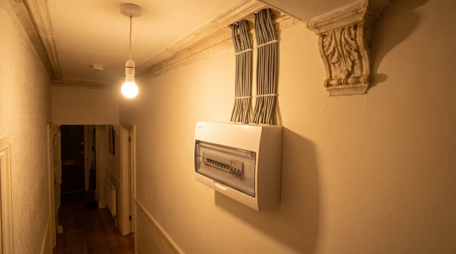 A modern consumer unit fitted in a Victorian hallway — fuse board upgrade in Greenwich
