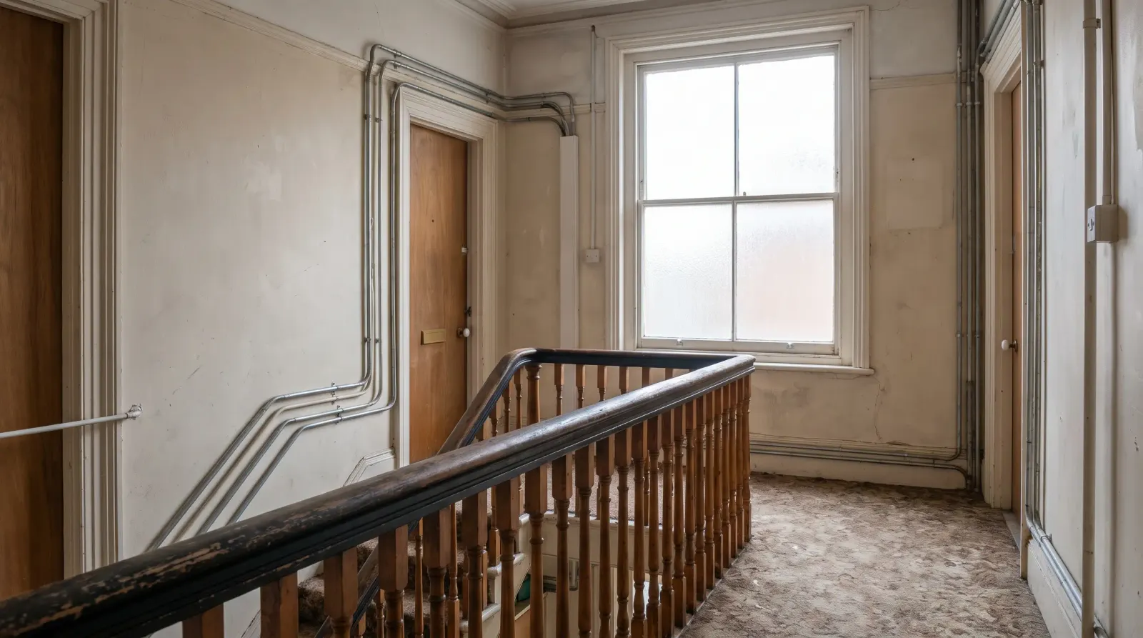 Surface-run cable to separate flat entrances on a landing — rewiring in Ilford